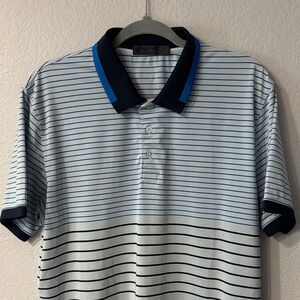 G/FORE Blue Striped Performance Polo Shirt